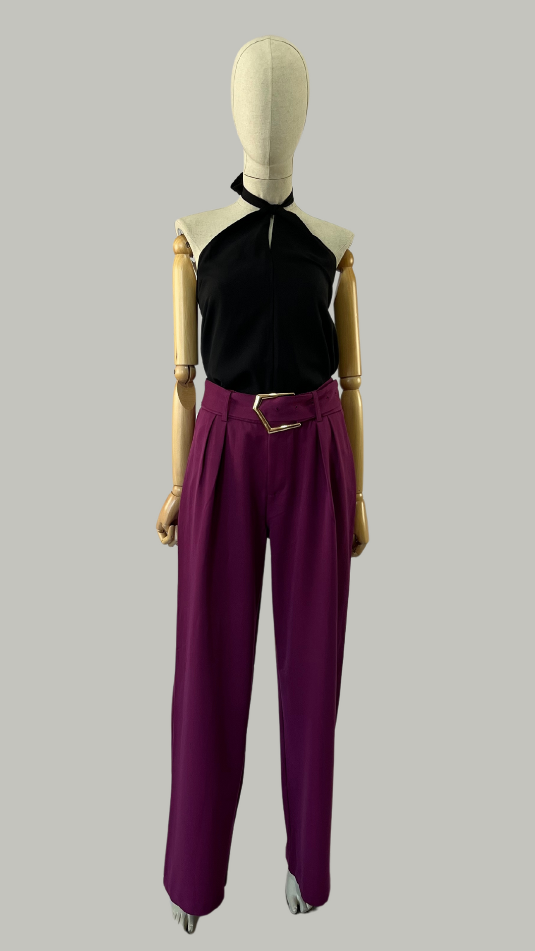 Pantalón Morado Con Cinturón