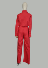 Load image into Gallery viewer, Set blusa y pantalon rojo con flores
