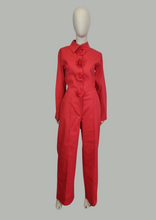 Load image into Gallery viewer, Set blusa y pantalon rojo con flores
