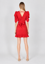 Cargar imagen en el visor de la galería, Vestido Rojo hombros abultados
