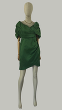 Load image into Gallery viewer, Minivestido straple manga bombacha verde
