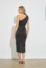Load image into Gallery viewer, Vestido satin de una manga negro
