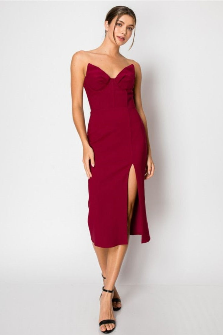 Vestido tinto midi straple