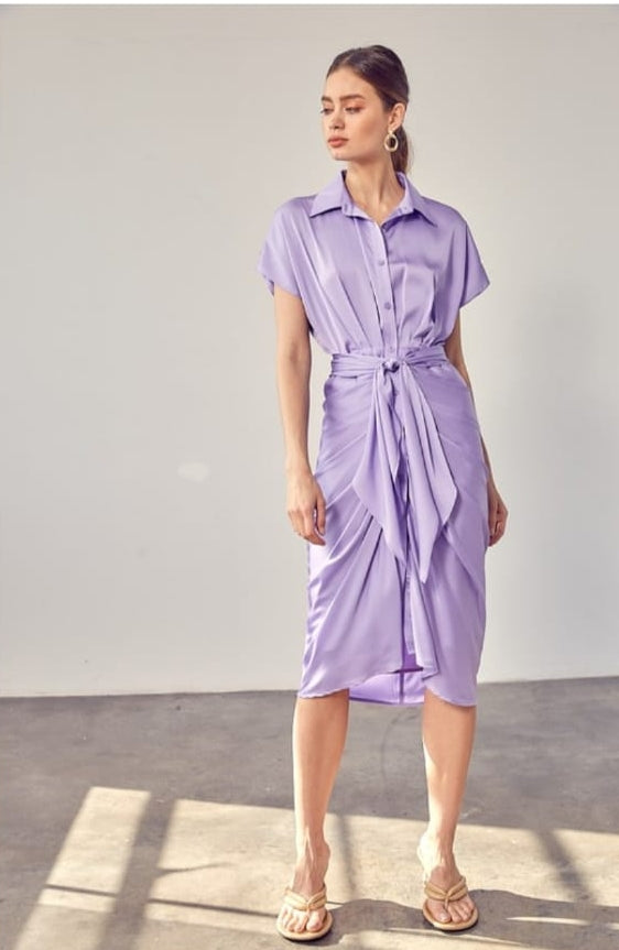 Vestido Drapeado Lavanda