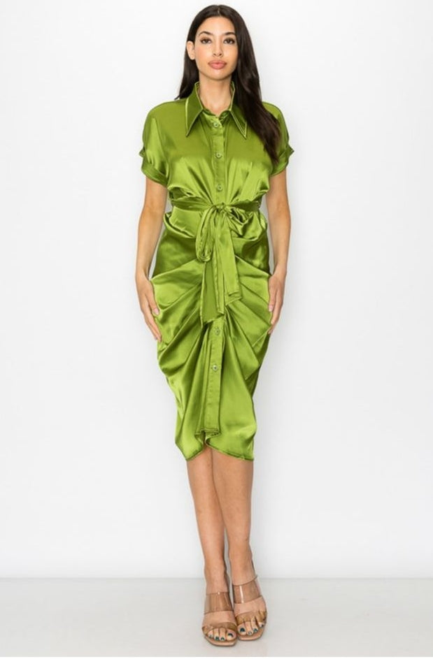 Vestido verde best sale con botones